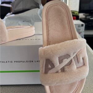 APL Shearling Slide Sandals in Light Blush